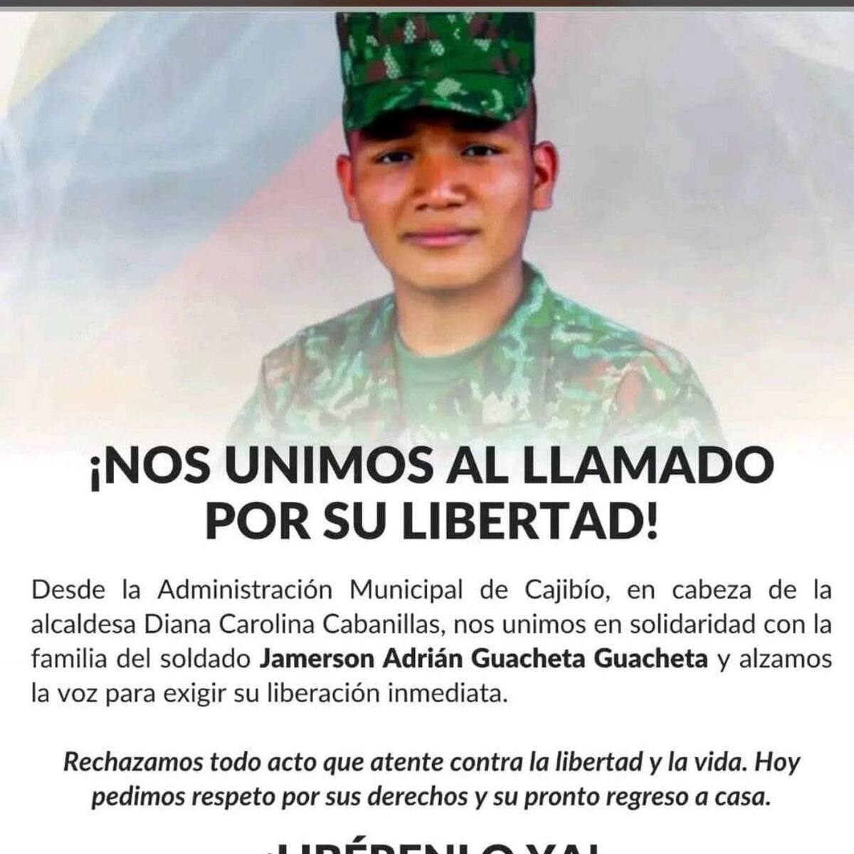 Disidencias entregan prueba de supervivencia de soldado secuestrado en Cauca