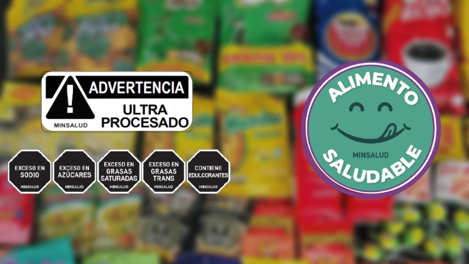 Esta es la propuesta del nuevo sello de etiquetado frontal del Ministerio de Salud. Crédito: Ministerio de Salud