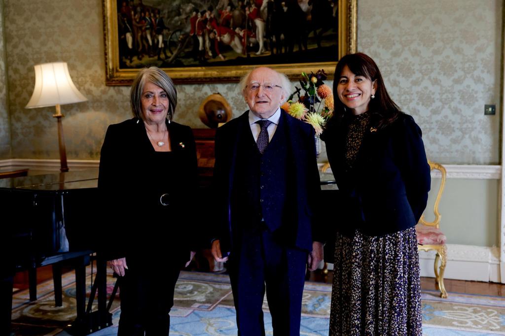 Ministra de Agricultura, Cecilia López y el presidente de Irlanda, Michael Daniel Higgins.
