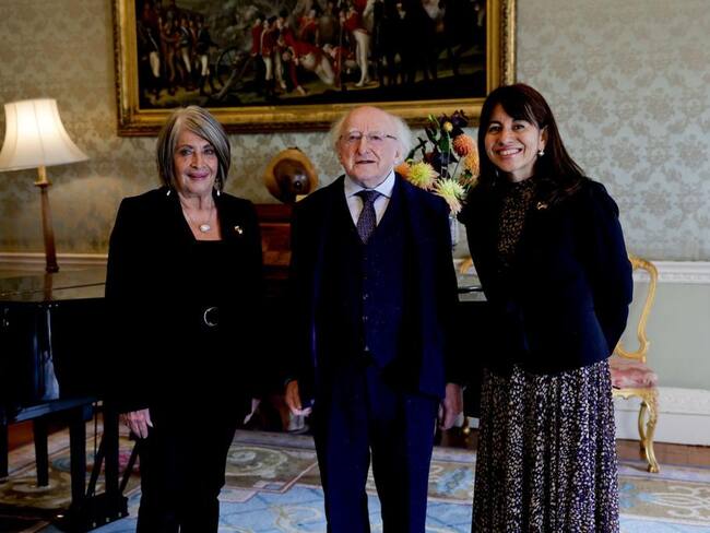 Ministra de Agricultura, Cecilia López y el presidente de Irlanda, Michael Daniel Higgins.