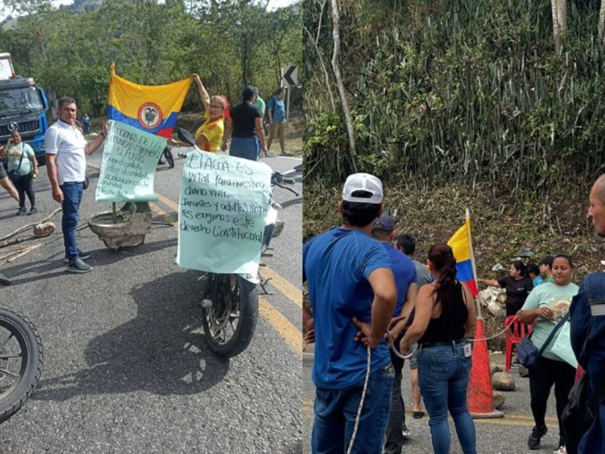 Protesta por falta de agua bloquea la vía Rionegro–Bucaramanga: comunidad exige soluciones