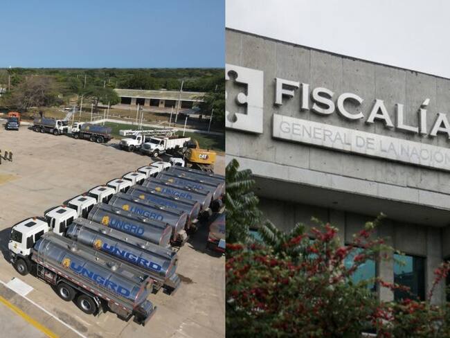 Carrotanques en La Guajira y Fiscalía. Fotos: Suministrada.