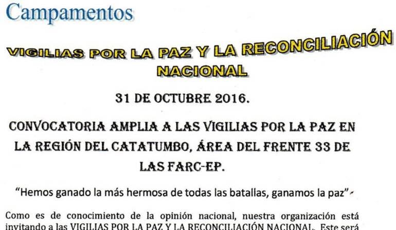 Este documento contiene la invitación del grupo guerrillero