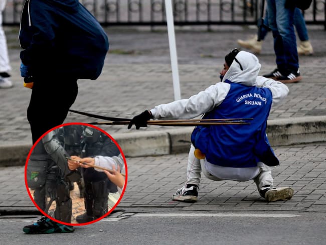 Cuatros policías heridos con flechas en marchas indígenas frente a la embajada de EE.UU.