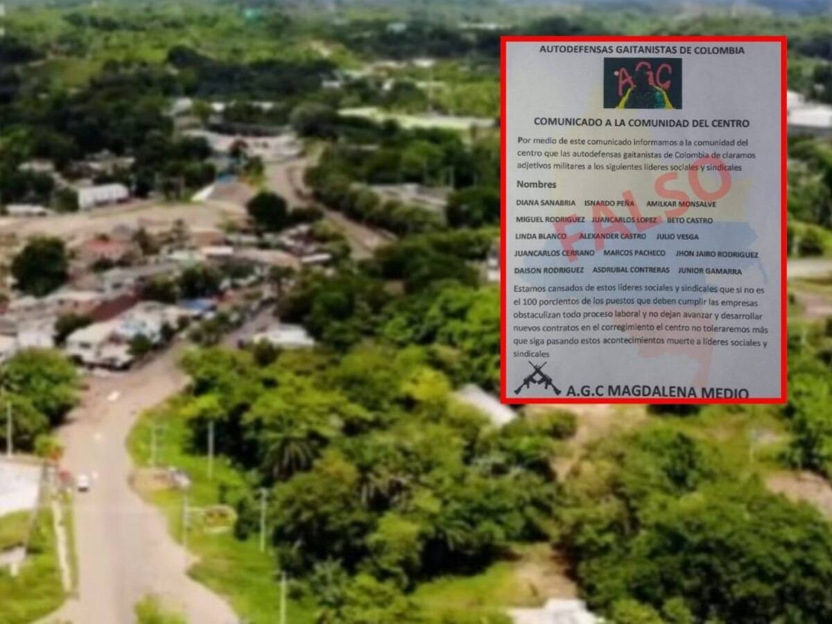 Panfleto amenazante puso en alerta a líderes sindicales del Magdalena Medio
