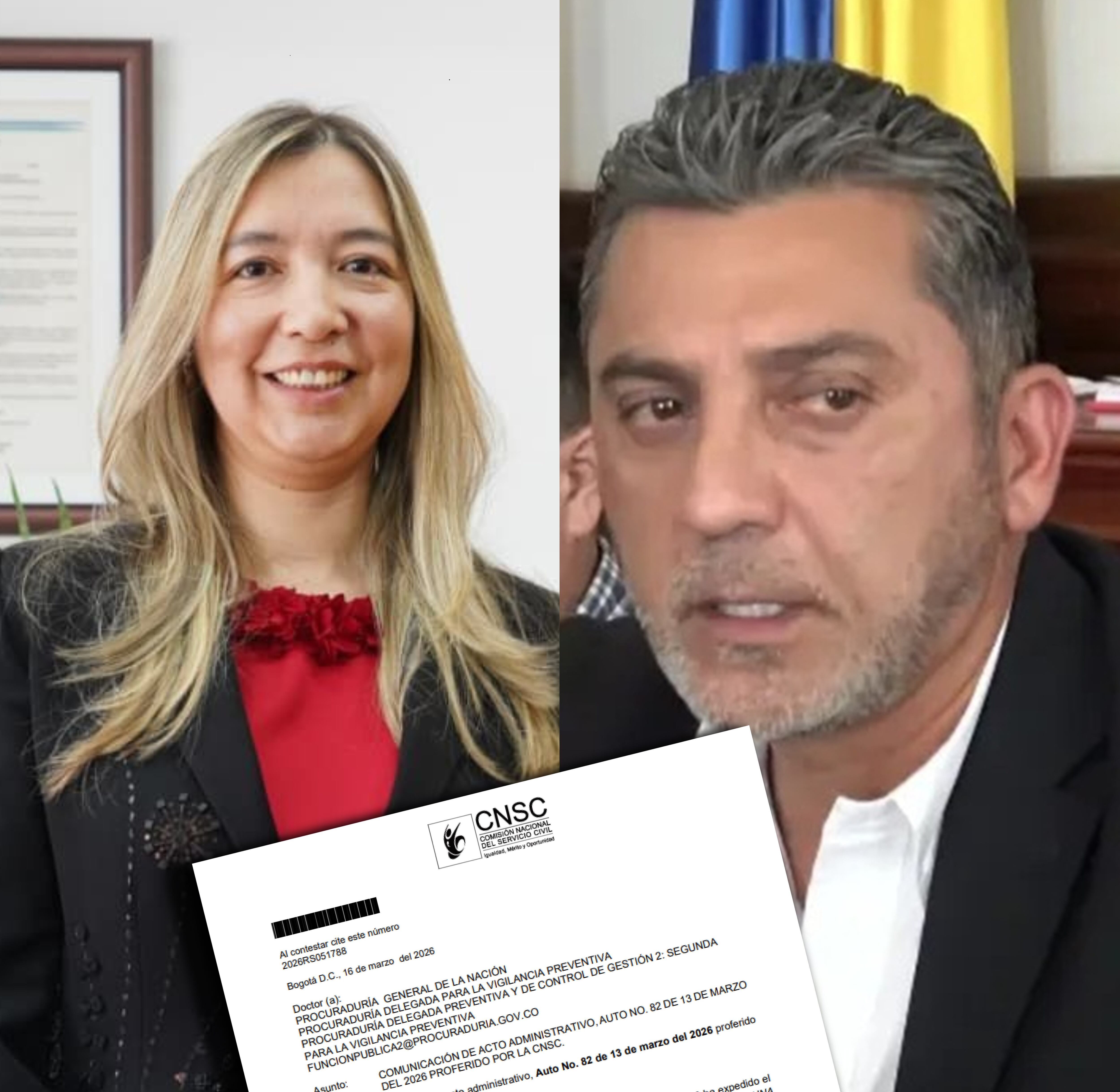 En la foto: Claudia Lucía Ortiz Cabrera, comisionada Comisión Nacional del Servicio Civil y el alcalde de Popayán, Juan Carlos Muñoz