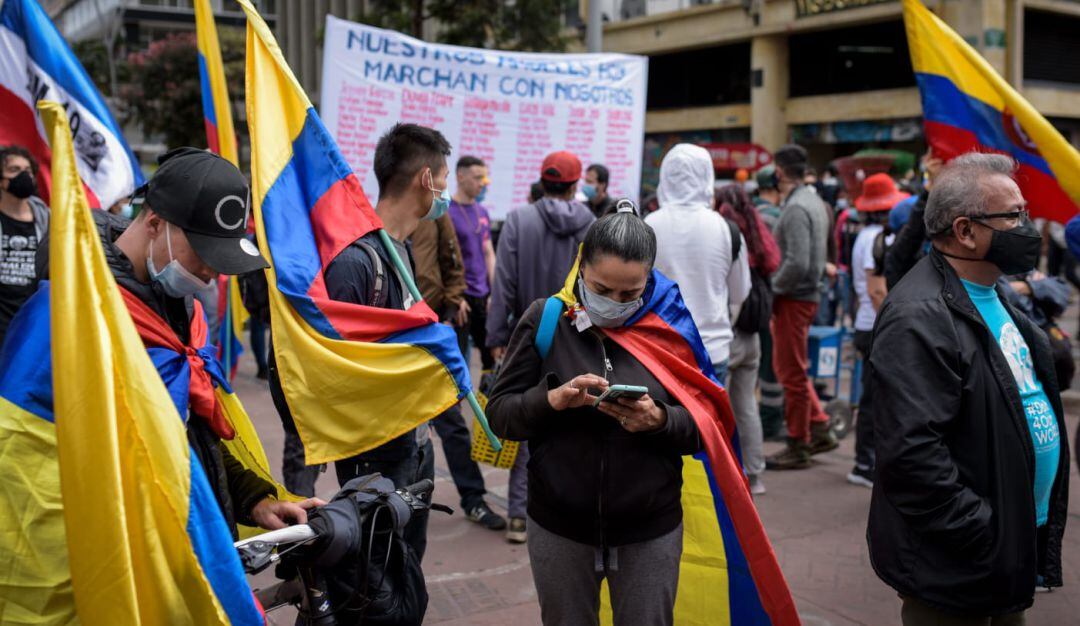 Manifestaciones en Bogotá por conmemoración del Día de la Independencia de Colombia. 