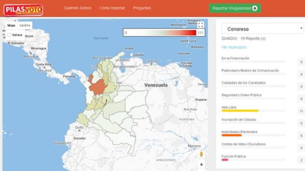 19 denuncias del Quindío ha recibido el portal pilasconelvoto.com