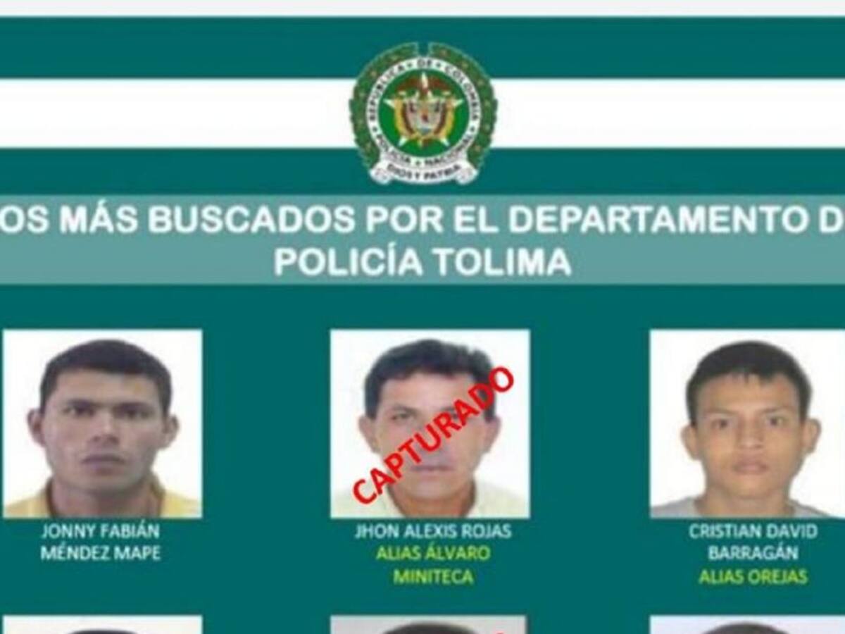 Conozca tres de los hombres más buscados por la Policía en el Tolima