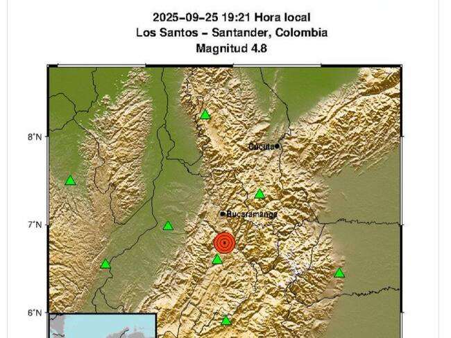 Sismo de magnitud 4.8 se registró en Santander