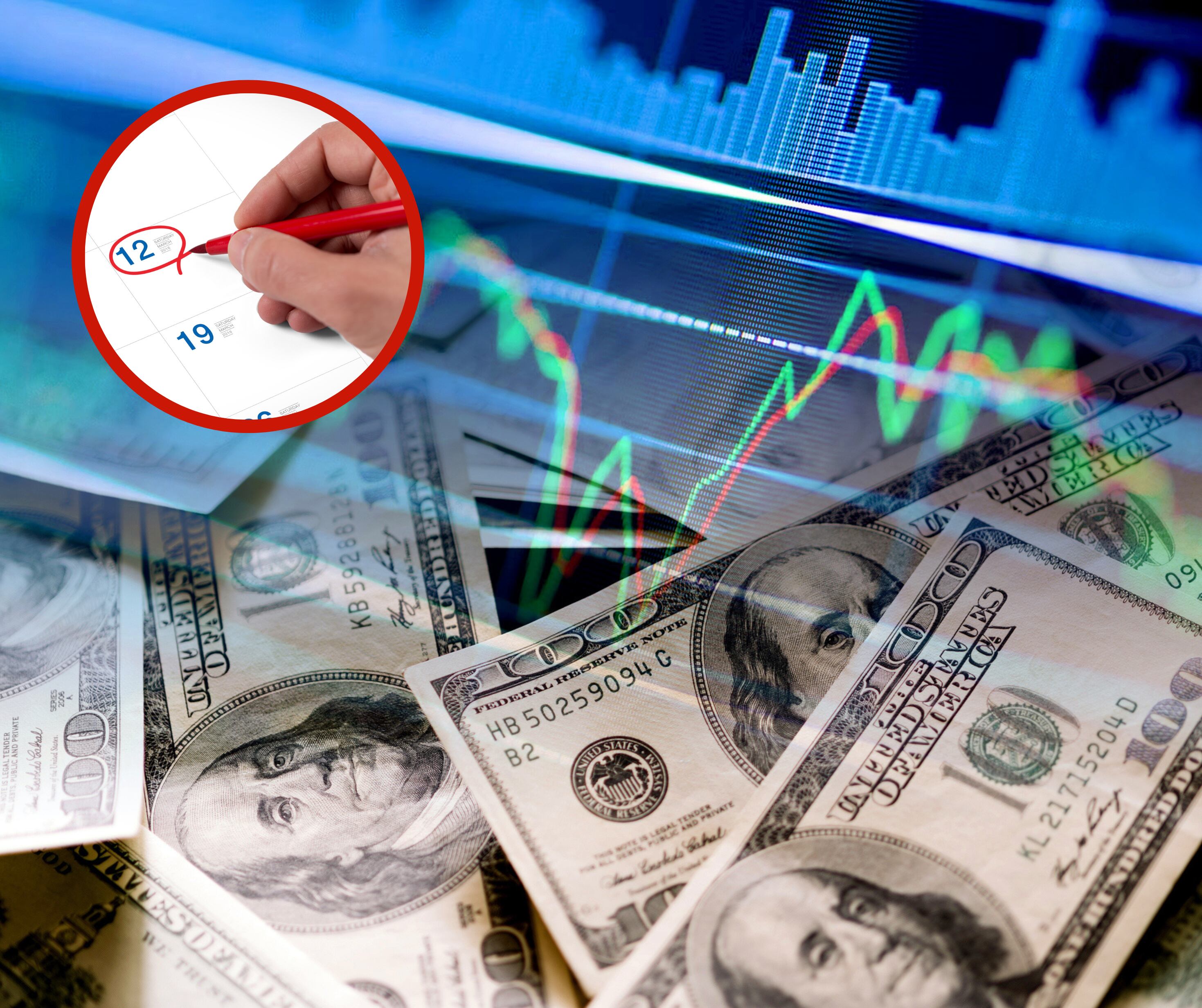 Gráfica, dólares y un calendario (Fotos vía Getty Images)