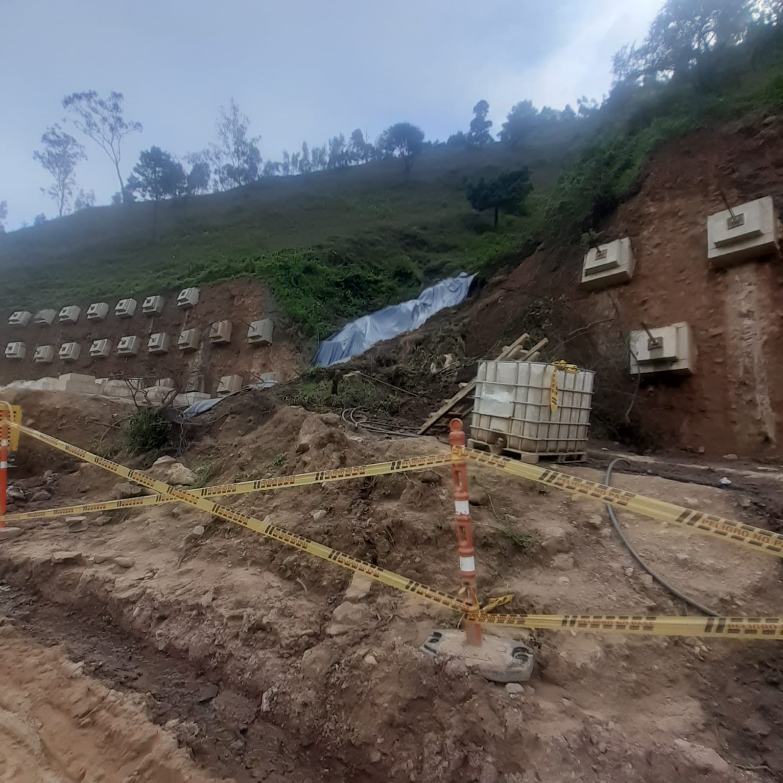 Obras en el Kilómetro 8 vía La Soberanía - Foto: Cortesía