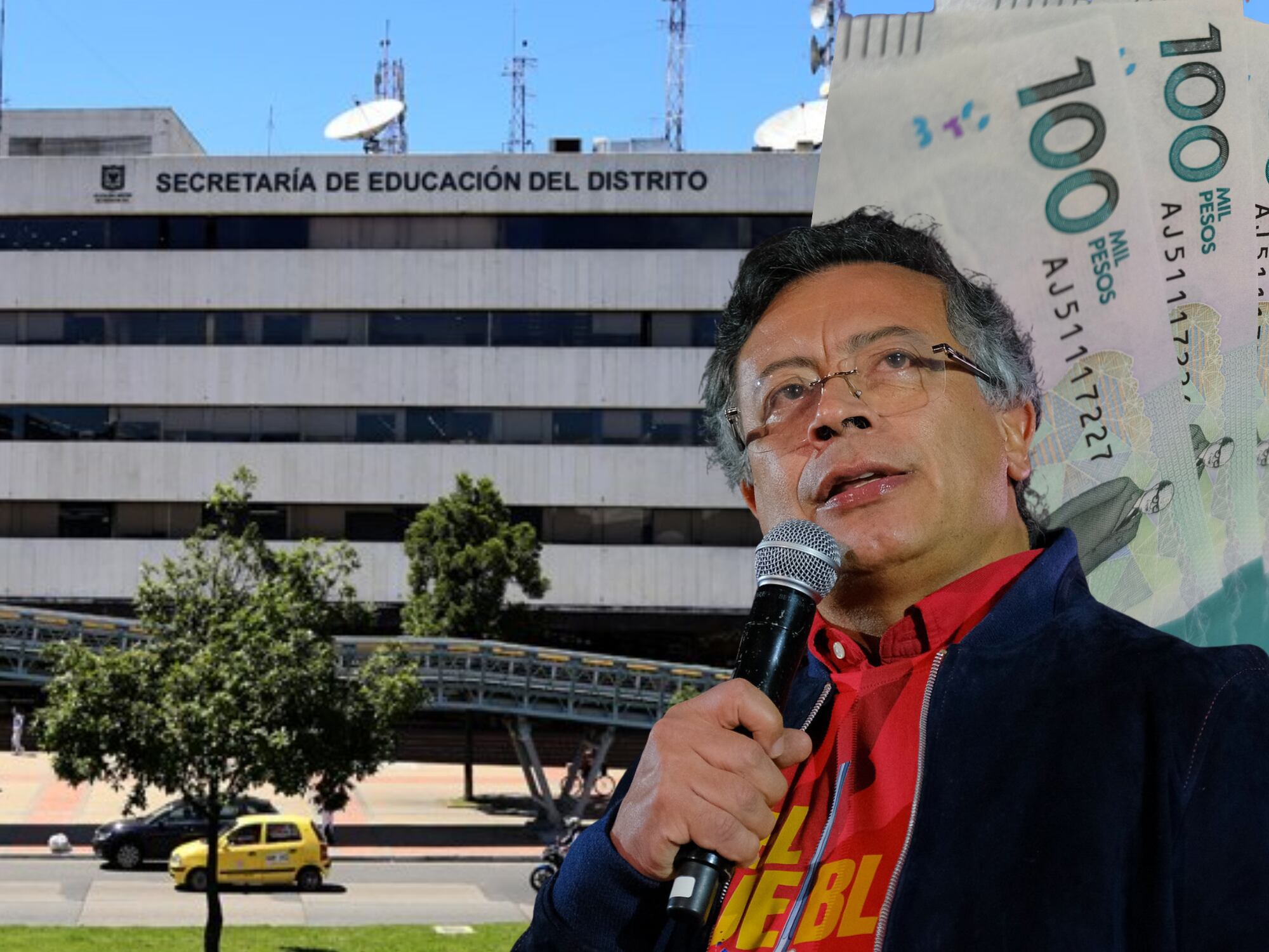 Secretaría de Educación de Bogotá y Gustavo Petro. Fotos: Getty Images y Secretaría de Educación de Bogotá.