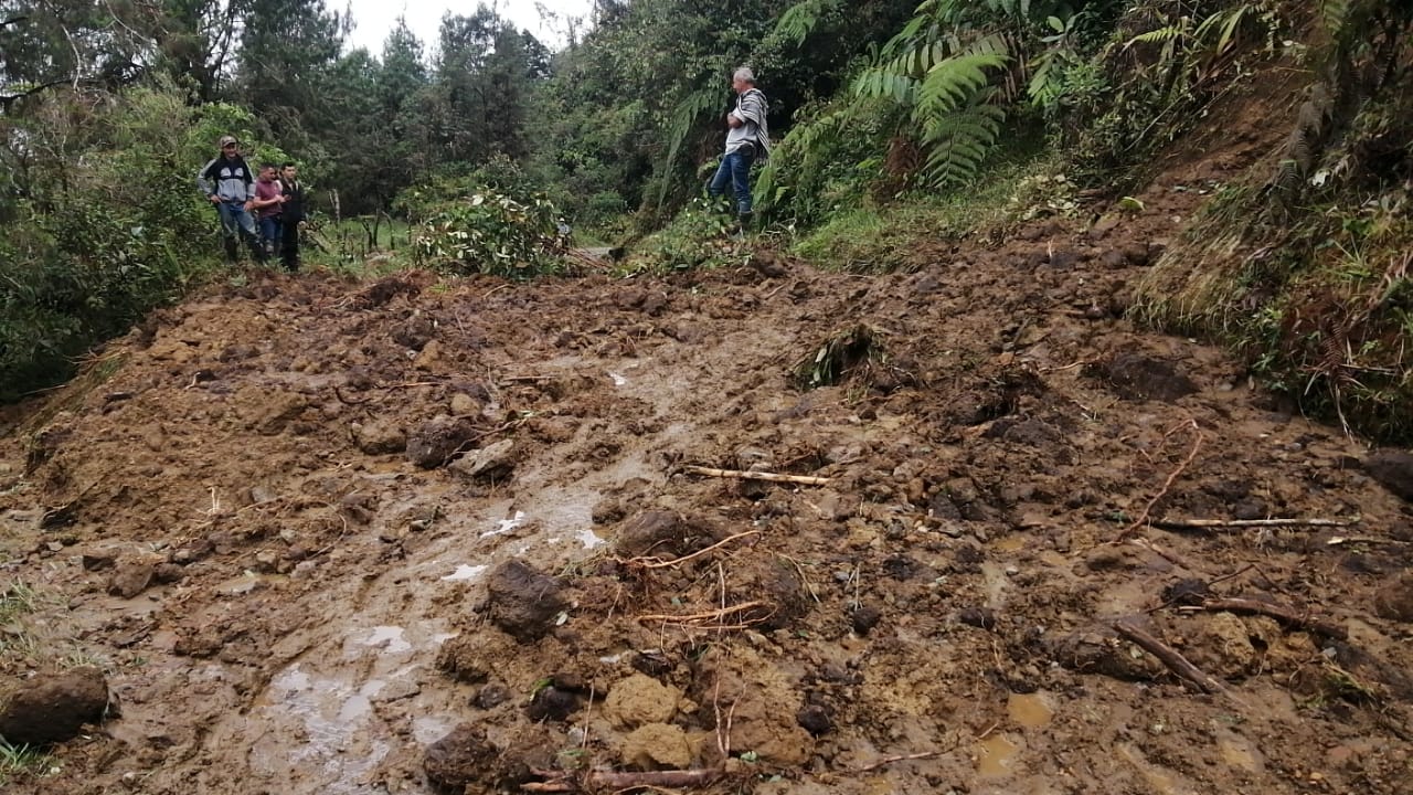 Derrumbe en el área rural de Pensilvania, Caldas. Foto suministrada.