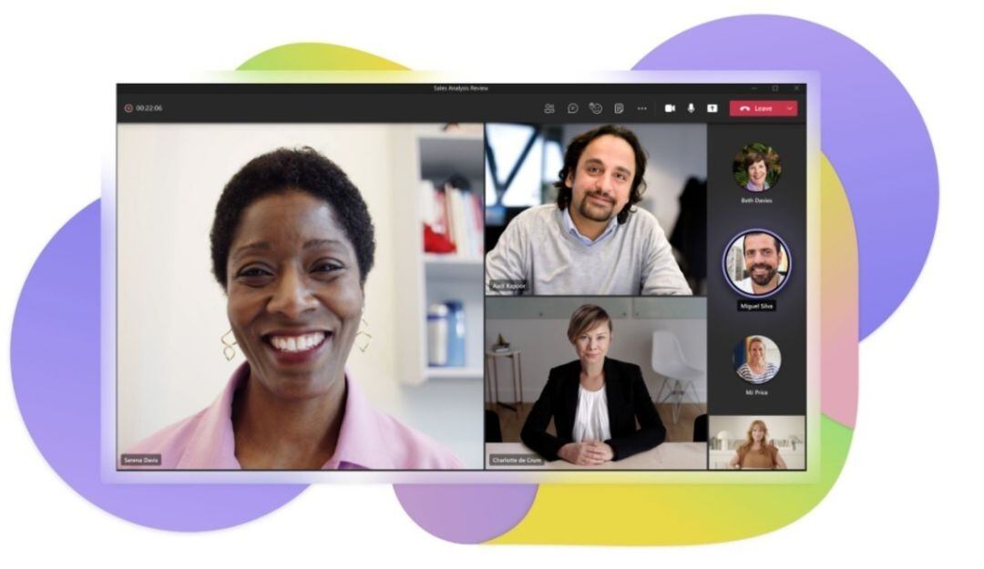  Imagen promocional de una reunión de Microsoft Teams. 