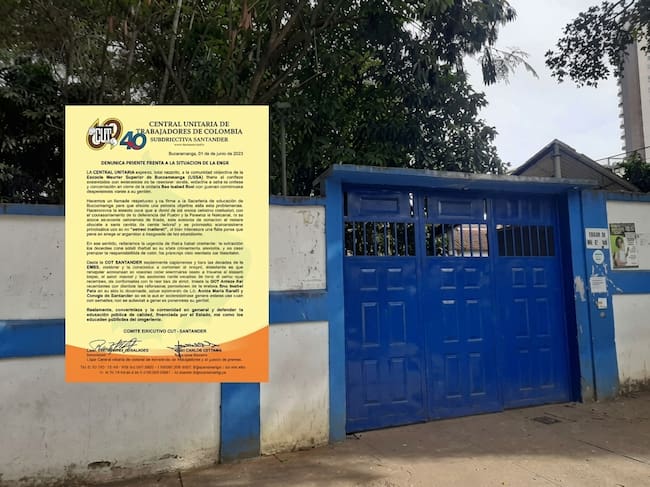 Central Unitaria de Trabajadores respaldó a docentes de la Escuela Normal Superior en Bucaramanga. Foto: Caracol Radio Bucaramanga