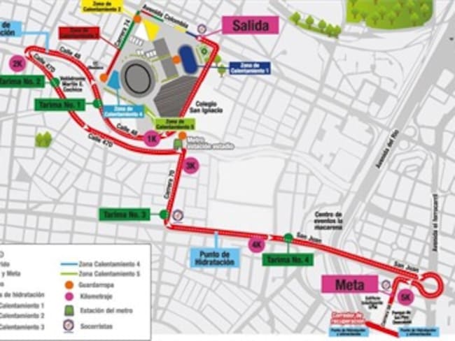 Este es el mapa del recorrido del Día Olímpico en Medellín