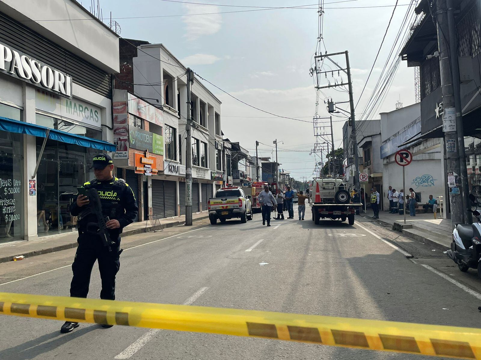 Atentado con motobomba en Jamundí. Crédito: Erika Alexandra Robelledo.