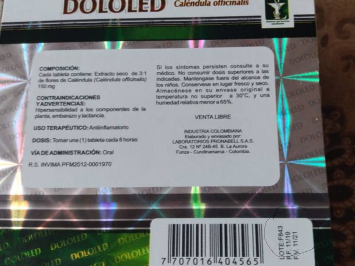 En Armenia se vendieron lotes de Dololed con presencia de diclofenaco