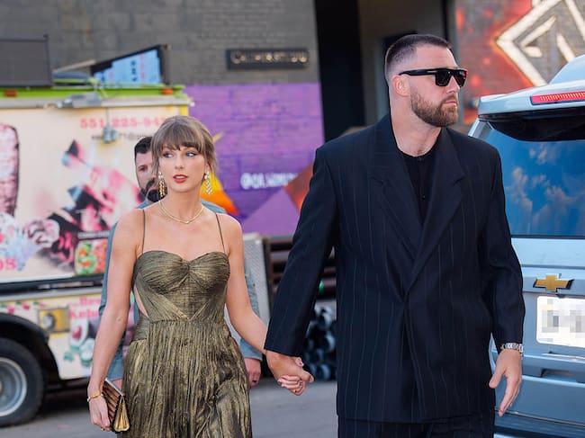 NEW YORK, NY - MAY 16: Taylor Swift and Travis Kelce are seen on May 16, 2026 in New York City. (Photo by XNY/Star Max/GC Images)