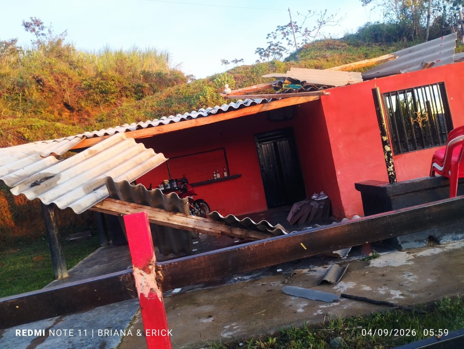 Casa afectada por vendaval en Campamento, Antioquia- foto alcaldía