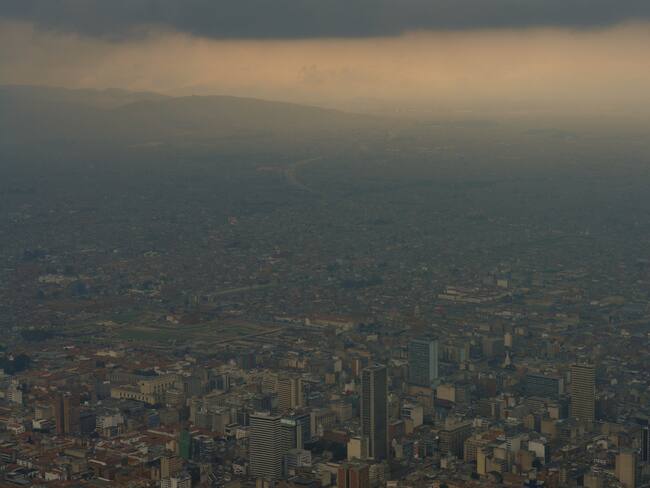 Massive air pollution over the city of Bogota (seen from Monserrate), Colombia.