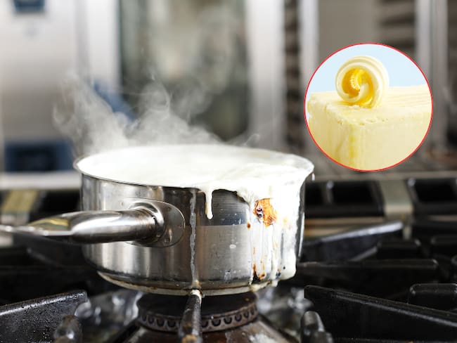 Olla con leche hirviendo, desbordándose sobre la estufa de la cocina (Getty Images)