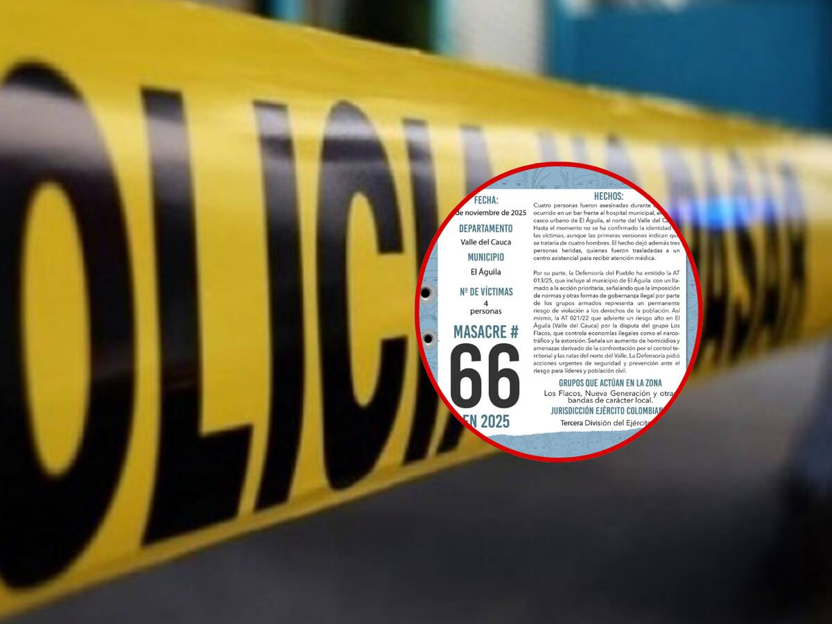 Masacre en El Águila, norte del Valle, deja cuatro personas muertas y tres heridas