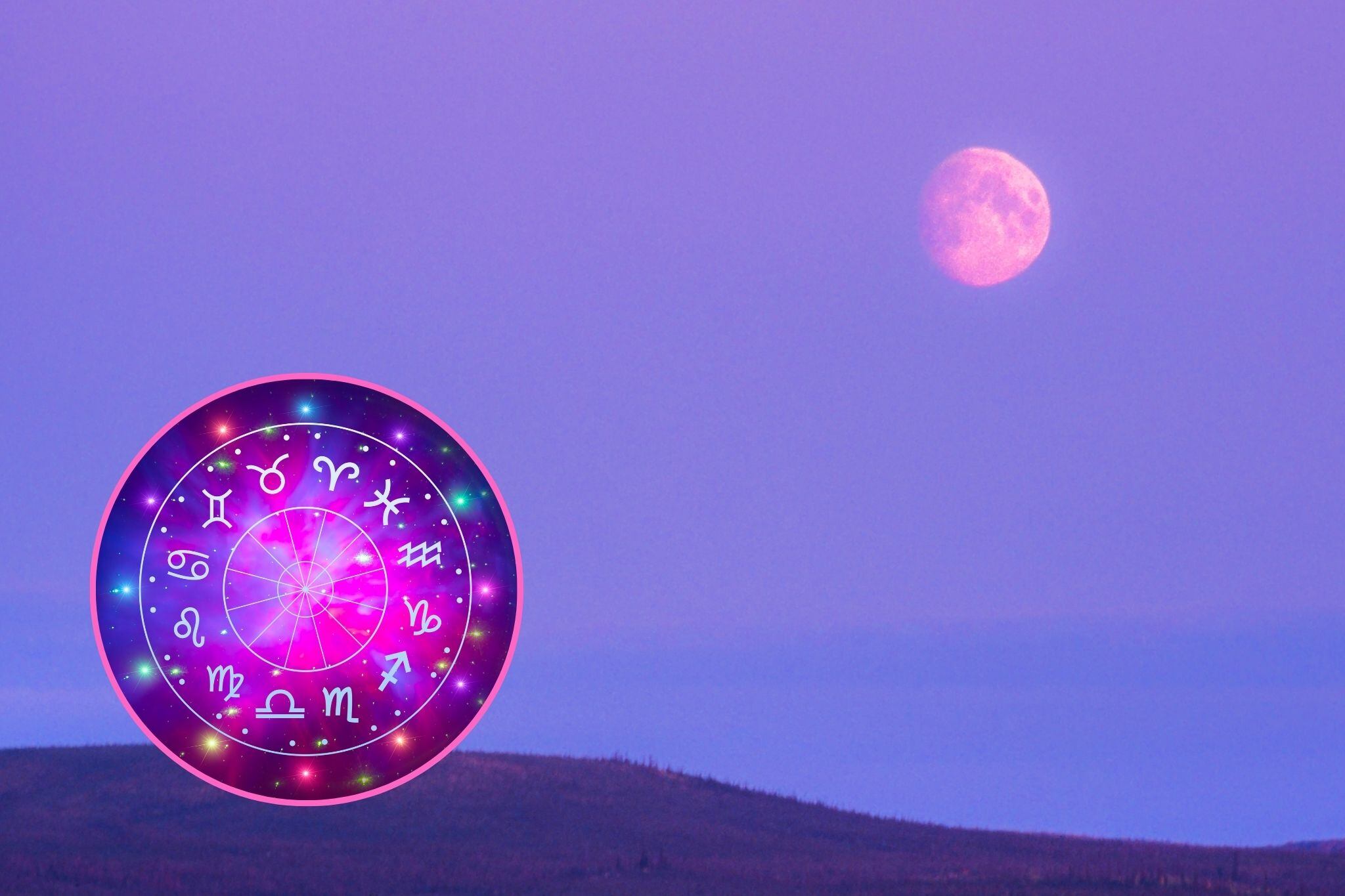 Imagen de referencia sobre la Luna Rosa y signos del zodiaco. / Vía: Getty Images