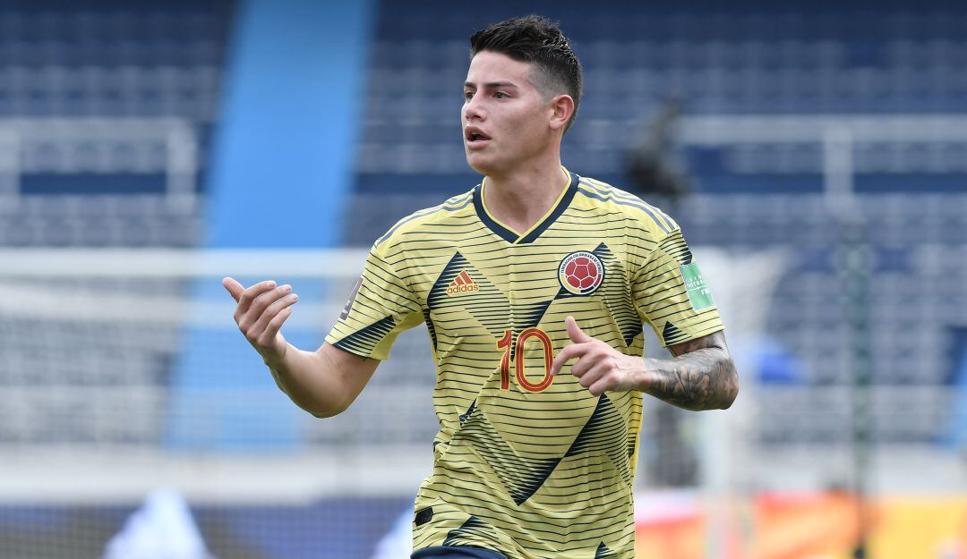 James Rodríguez en el partido ante Uruguay por Eliminatorias
