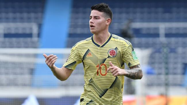 James Rodríguez en el partido ante Uruguay por Eliminatorias