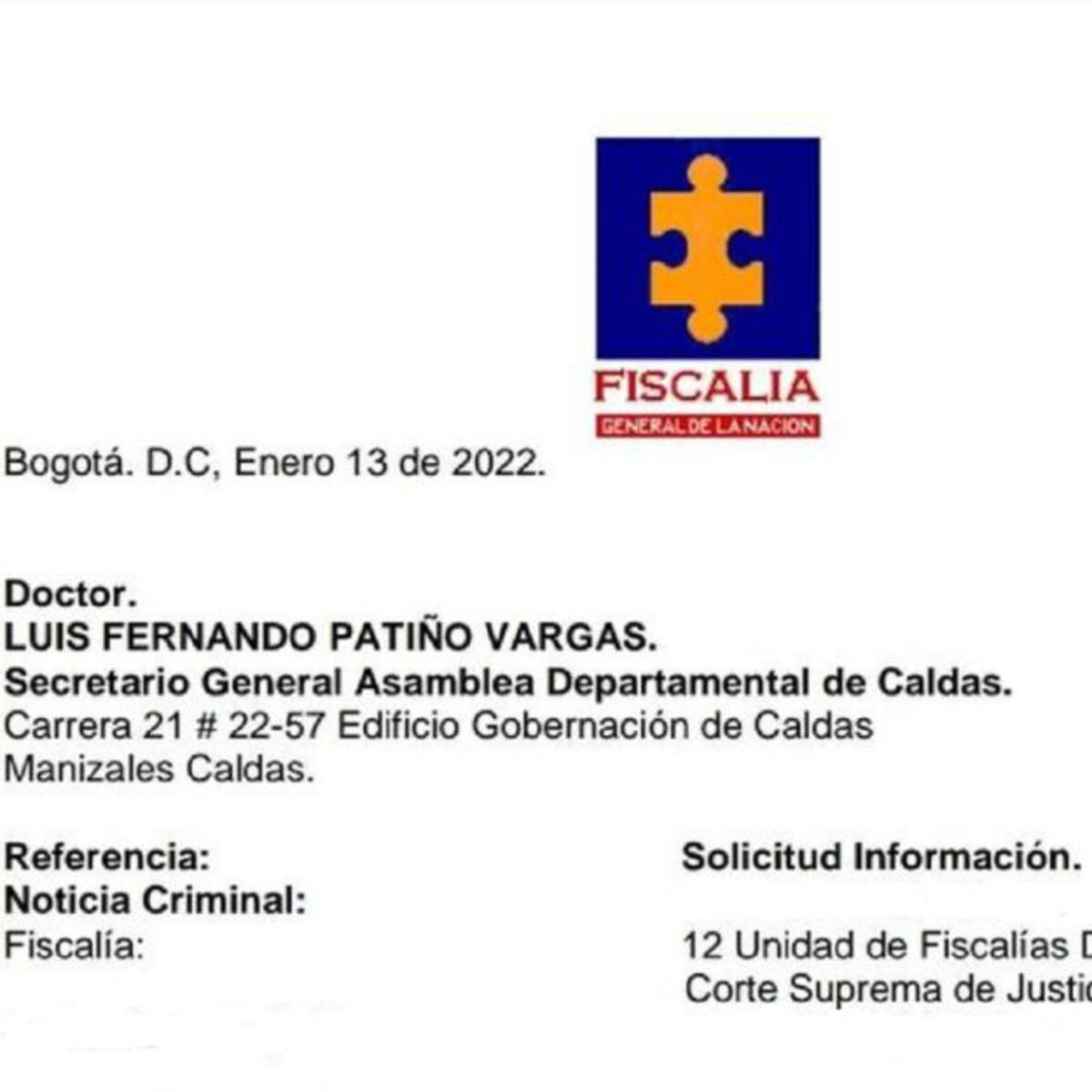 En Caldas Fiscalía adelanta investigaciones por la creación de Promueve Más