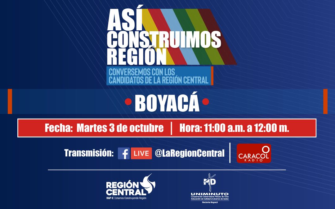 Candidatos a la Gobernación de Boyacá abordarán temas relevantes sobre la Región Central