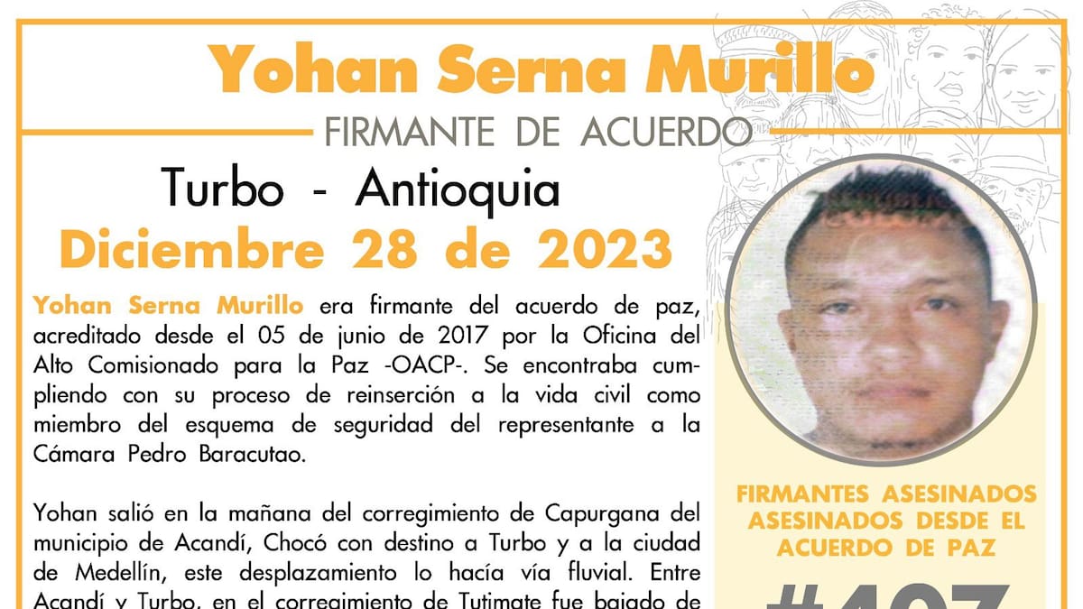 En Turbo asesinaron a un firmante del acuerdo que era escolta de un congresista