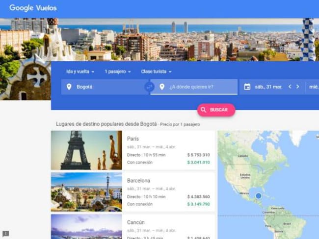 Google Flights llega a Colombia para facilitar la búsqueda de tiquetes