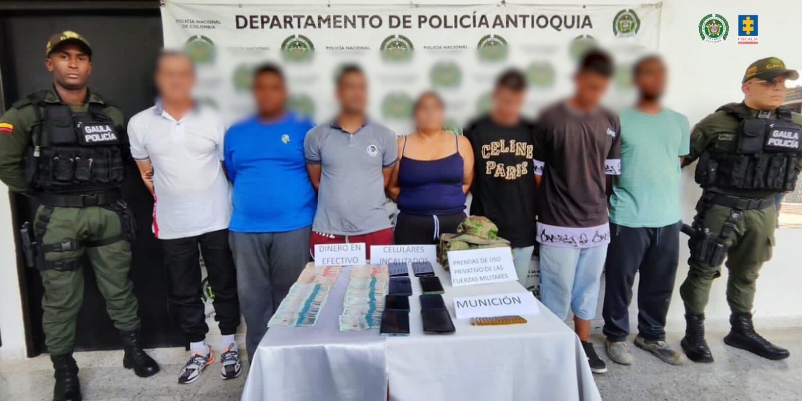 Capturados por presunta extorsión en el nordeste de Antioquia. Foto: cortesía.