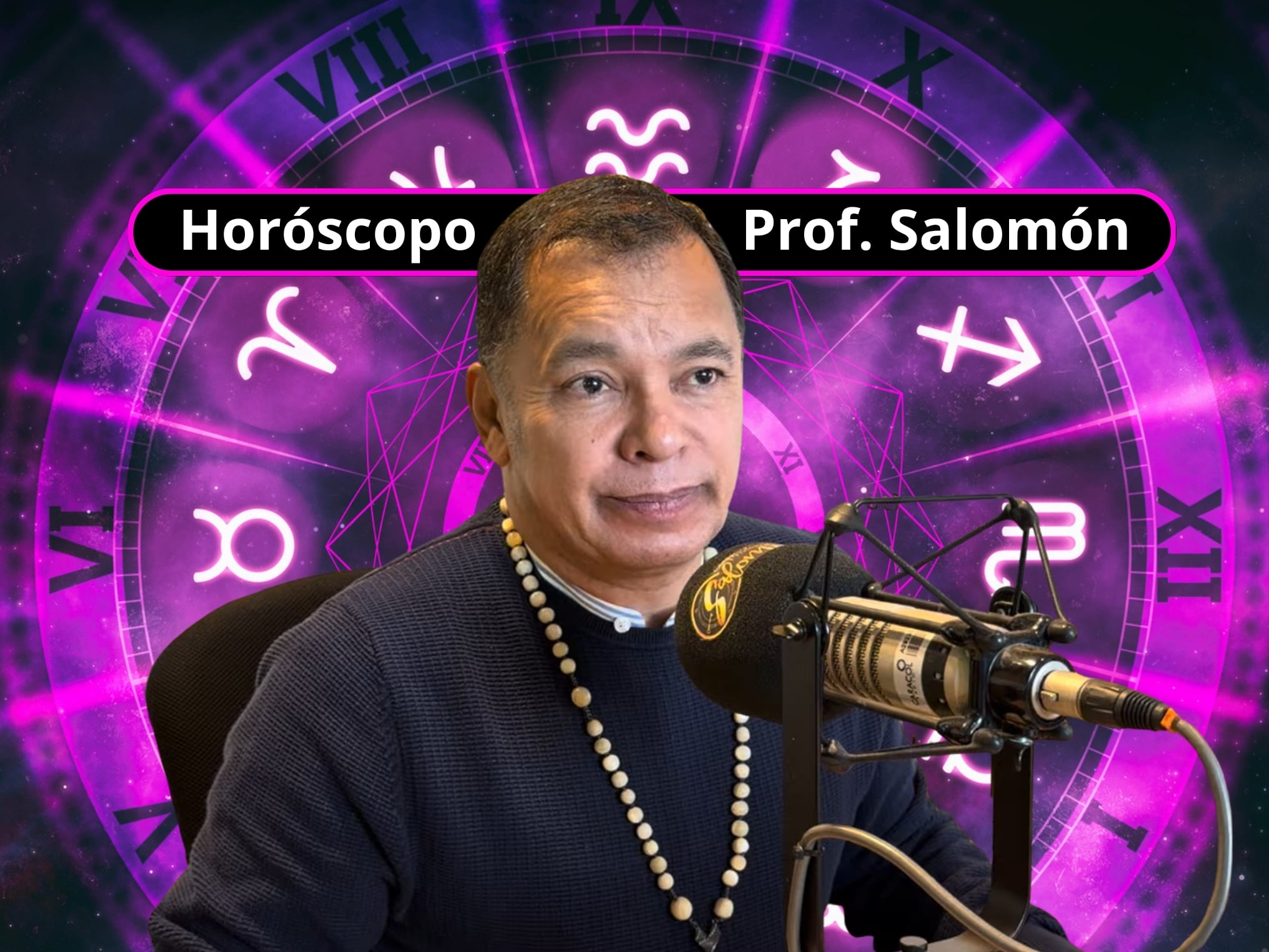 Él es el profesor Salomón, experto en la lectura del Horóscopo y el Tarot (Crédito: Profesor Salomón - Youtube) // De fondo: Imagen ilustrativa del horóscopo (crédito: Getty Images).