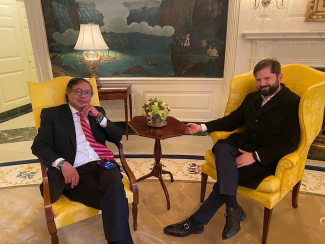 Gustavo Petro y Gabriel Boric se reunieron en la Casa Blanca