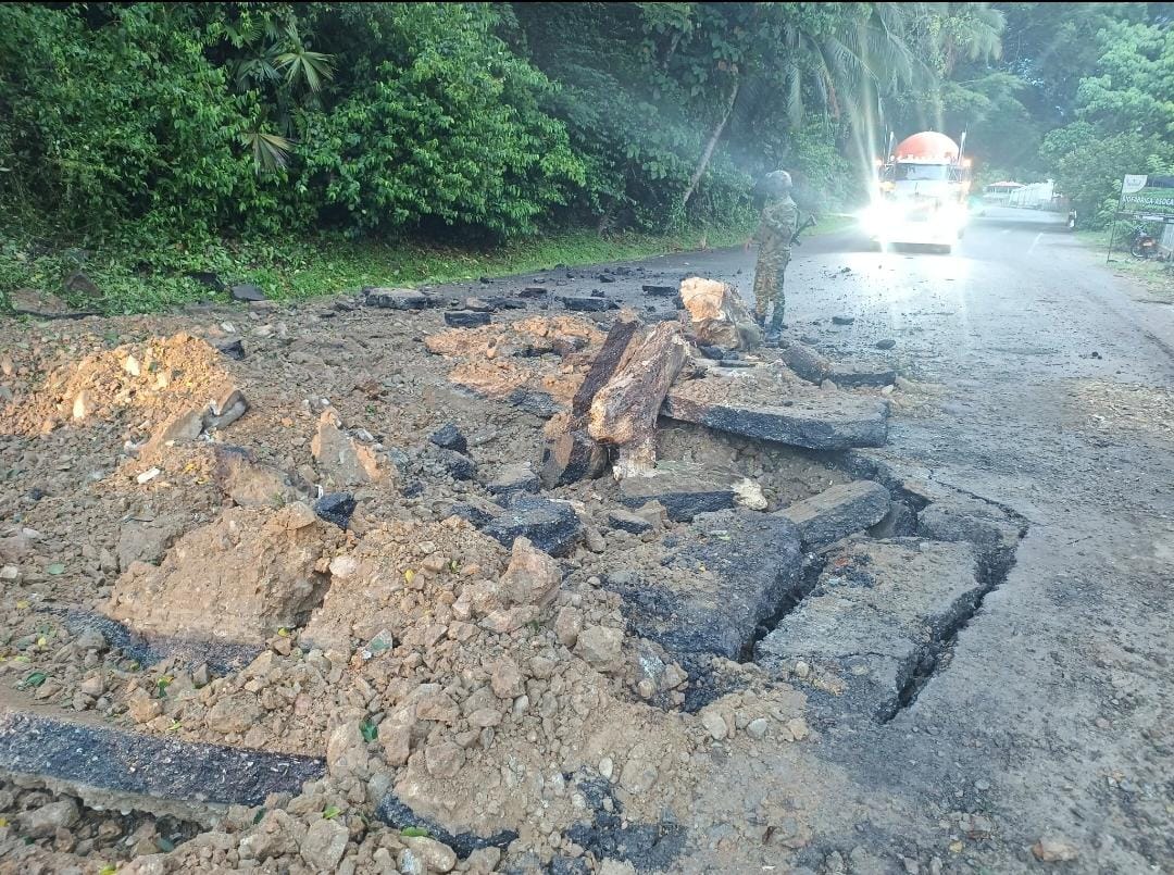 Detonación de artefacto explosivo en la vía Medellín - Costa Caribe. Foto: Cortesía.
