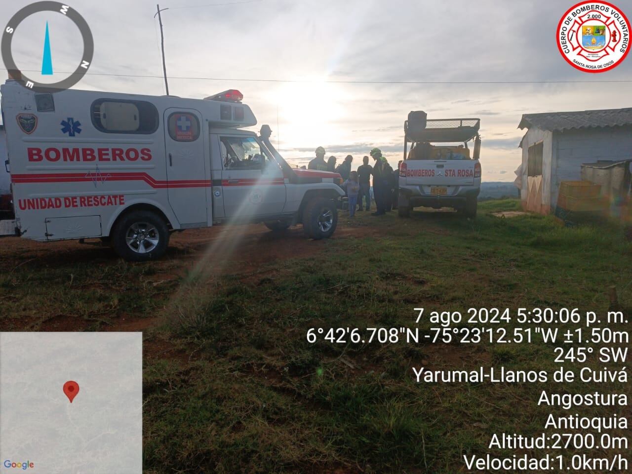 Atención emergencia en santa Rosa de Osos- foto bomberos