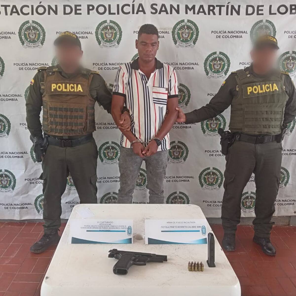 Hombre fue detenido portando arma de fuego ilegal en San Martín de Loba, Bolívar