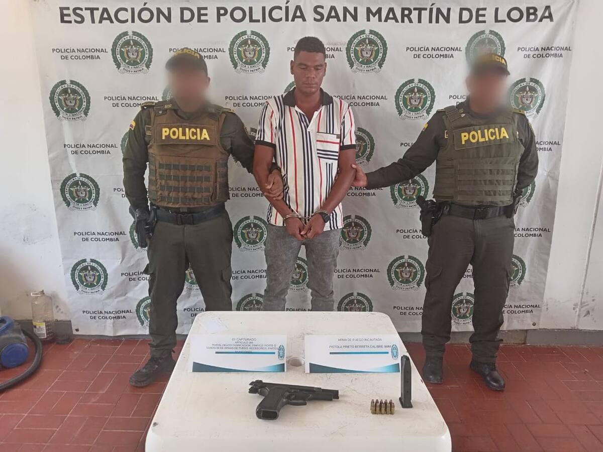 Hombre fue detenido portando arma de fuego ilegal en San Martín de Loba, Bolívar