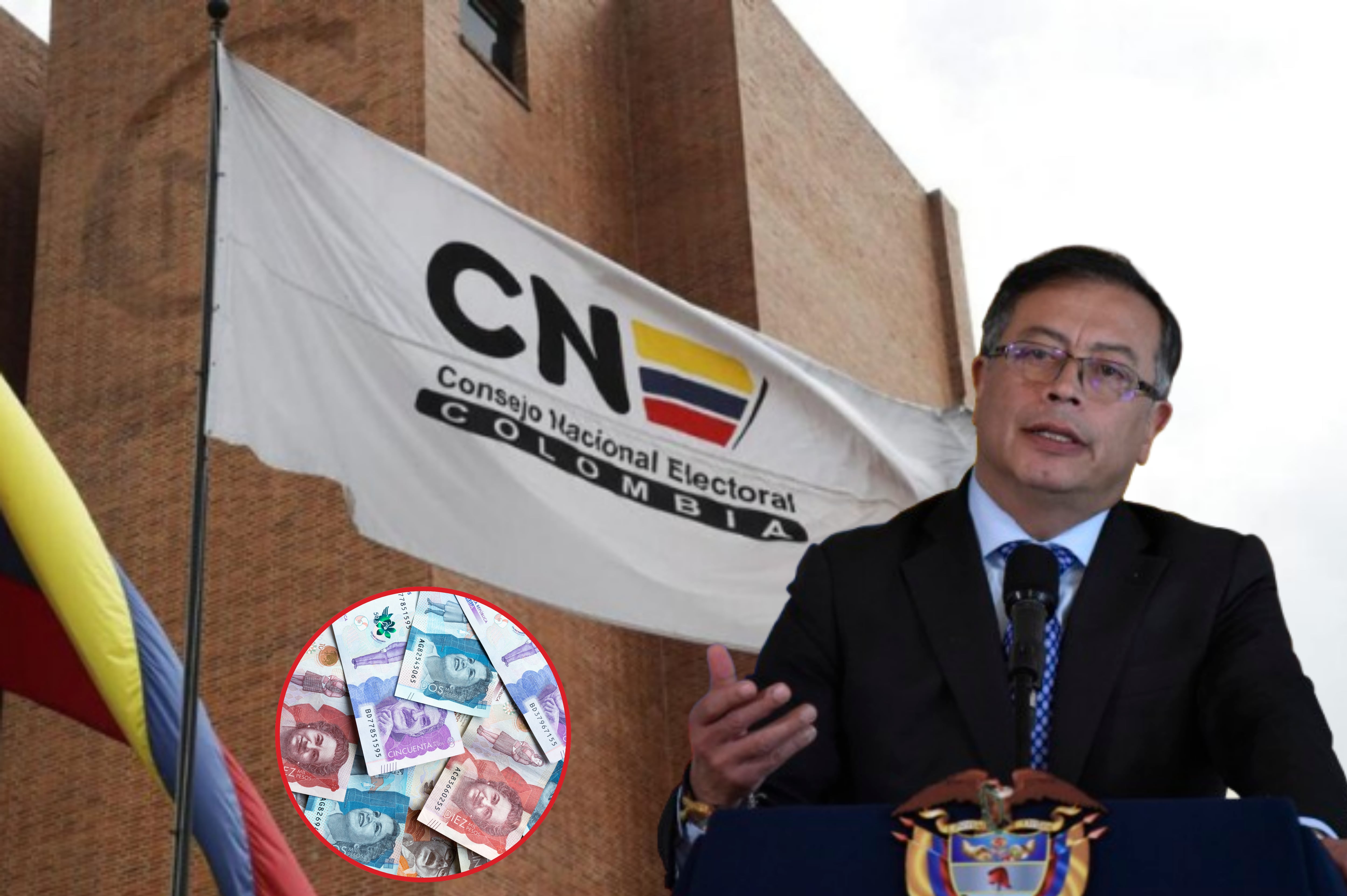 Imagen de referencia. CNE: Colprensa / Gustavo Petro - Pesos (COP): Getty Images