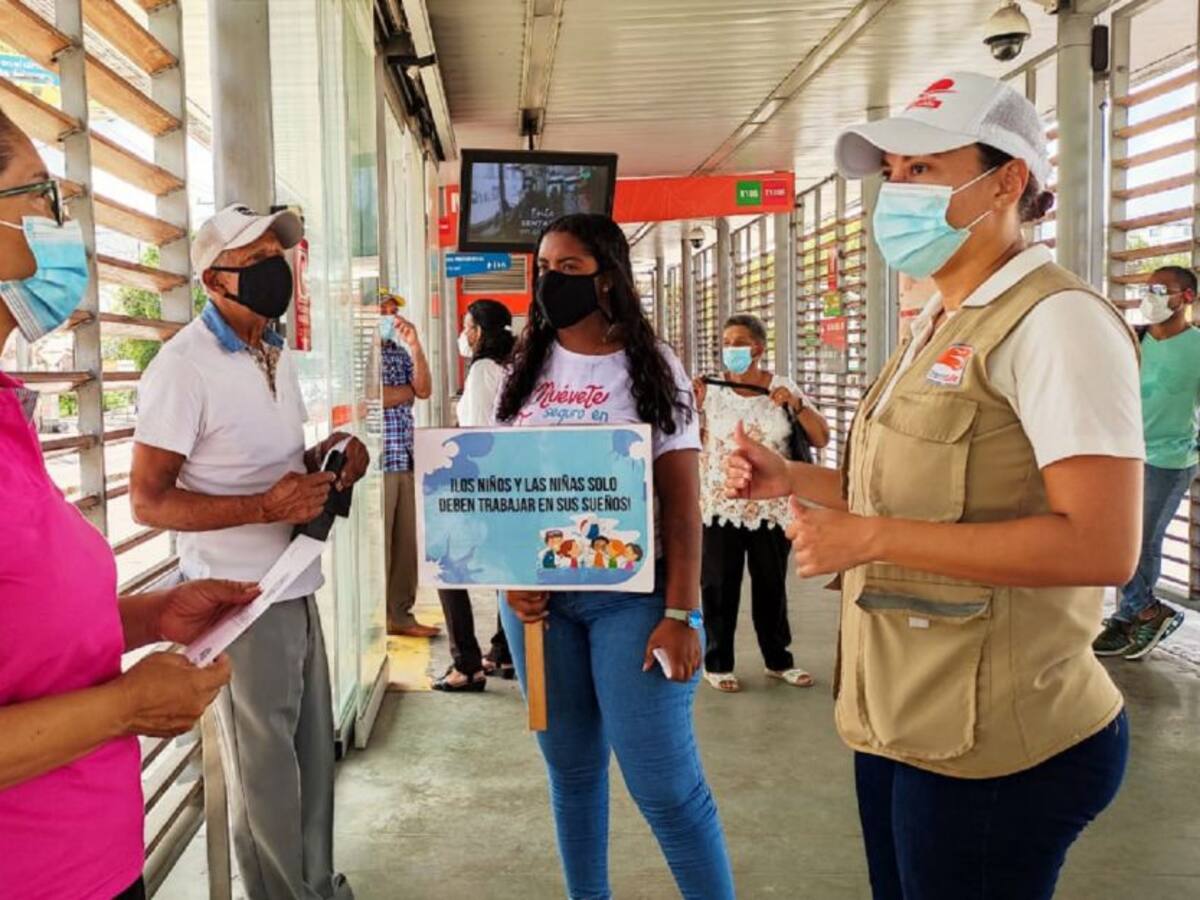 Sensibilización contra trabajo infantil se tomó estaciones de Transcaribe