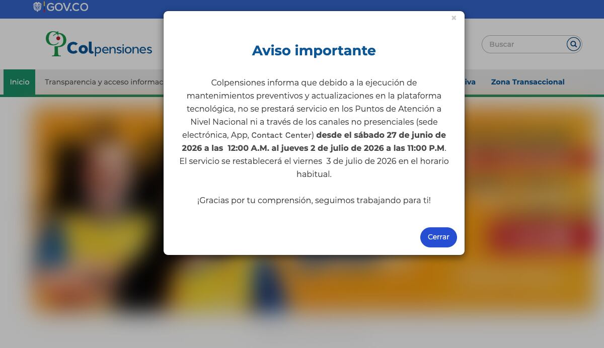 Colpensiones no tendrá atención.