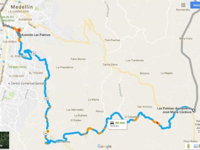 Ruta Medellín- Avenida Las Palmas