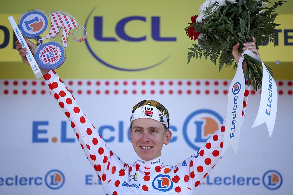 Tadej Pogačar ganador de la contrarreloj / Getty Images.