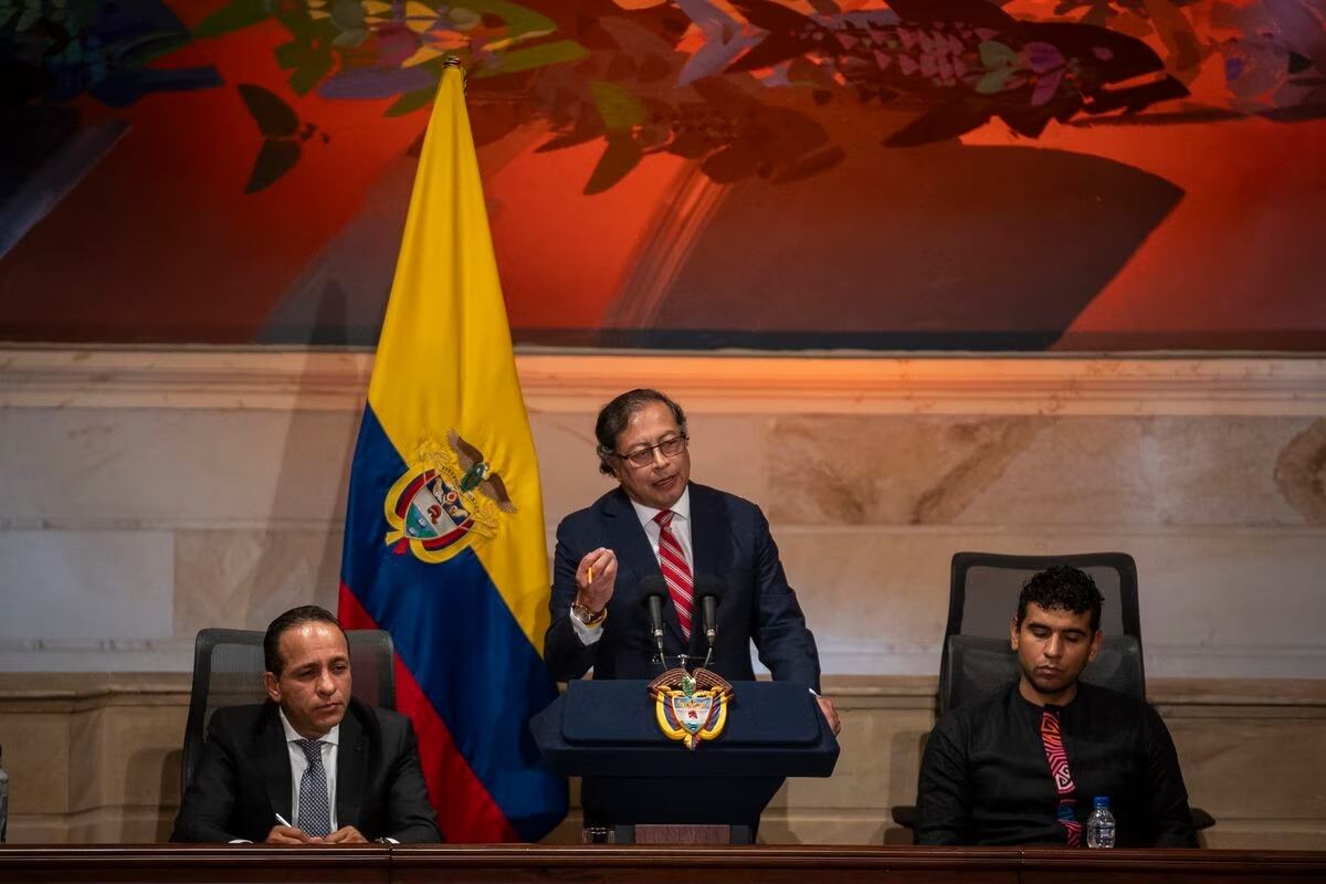 Presidente Petro en su discurso el 20 de julio.