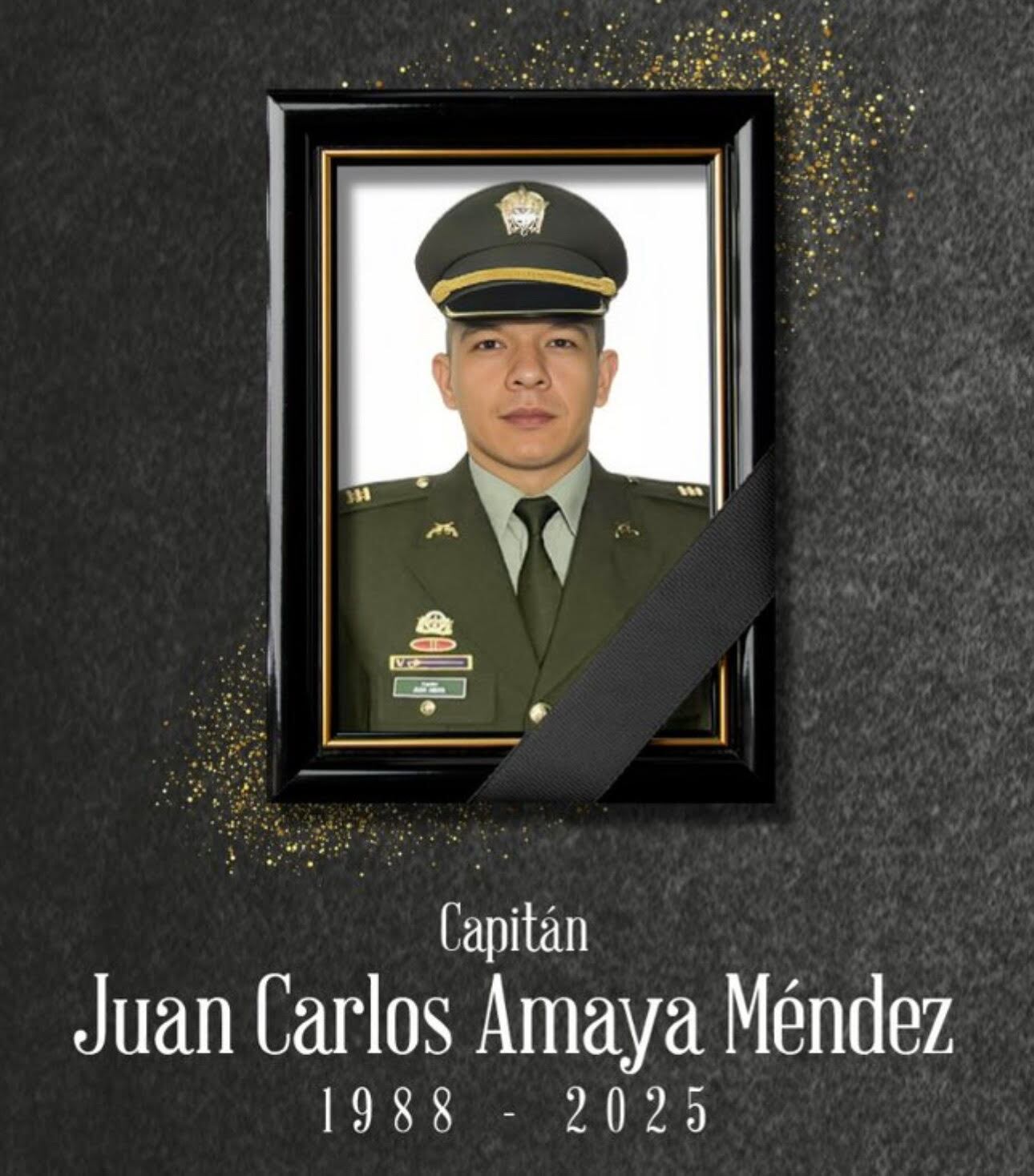 Capitán Juan Carlos Amaya Méndez, asesinado en Sonsón, Antioquia. Foto: Policía Nacional.