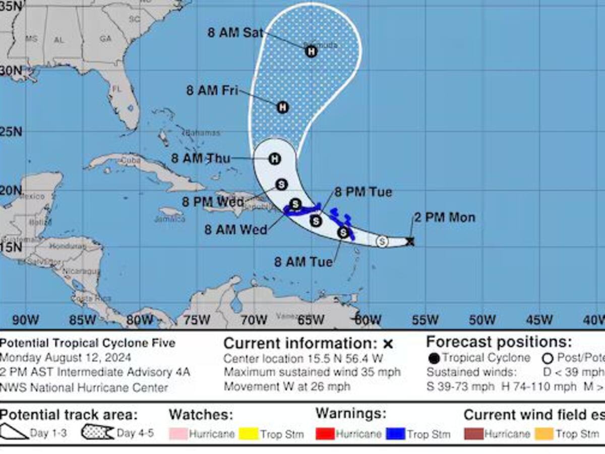 Tormenta Tropical Ernesto no tendrá impacto directo en Cartagena